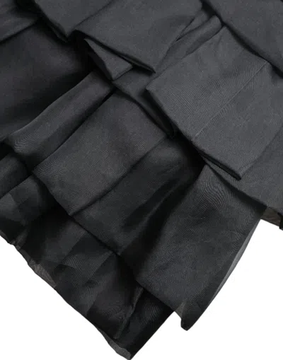 Dolce & Gabbana Black Tiered Aline High Waist Silk Mini Skirt In Black