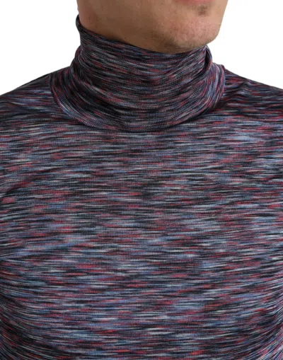 Dolce & Gabbana Elegant Turtleneck Pullover Sweater In Blue Purple In Multi