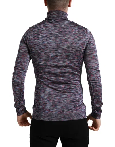 Dolce & Gabbana Elegant Turtleneck Pullover Sweater In Blue Purple In Multi
