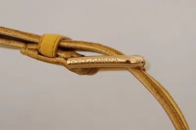 Dolce & Gabbana Yellow Velvet Gold Metal Logo Engraved Buckle Belt In Gold