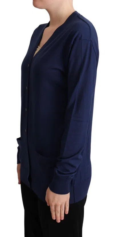 Dolce & Gabbana Blue Virgin Wool Button Down Cardigan Sweater In Blue