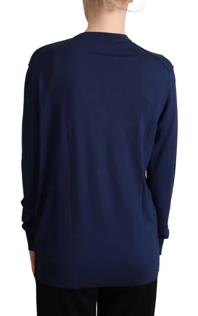 Dolce & Gabbana Blue Virgin Wool Button Down Cardigan Sweater In Blue