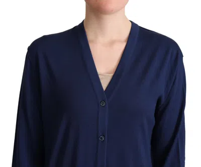 Dolce & Gabbana Blue Virgin Wool Button Down Cardigan Sweater In Blue