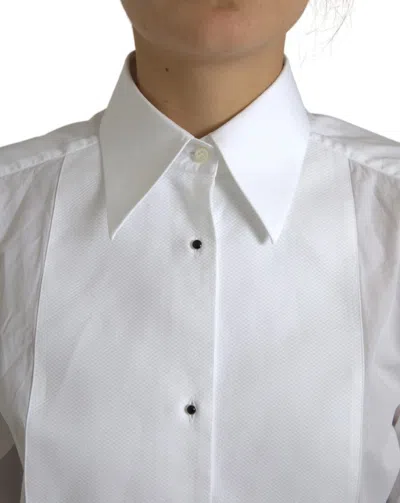 Dolce & Gabbana Cotton Collared Long Sleeves Shirt White In White