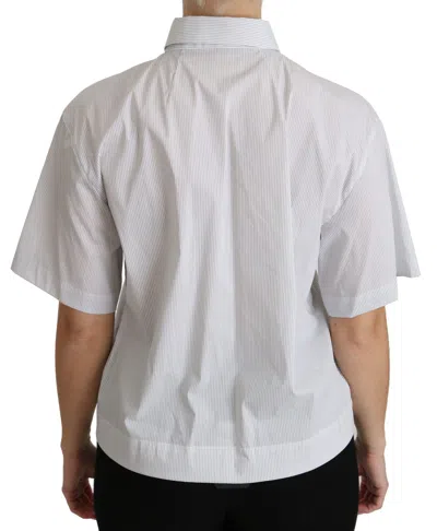 Dolce & Gabbana White Collared Short Sleeve Polo Shirt Top In White
