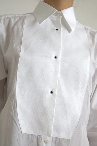 Dolce & Gabbana Cotton Collared Long Sleeves Shirt White In White