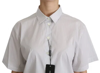 Dolce & Gabbana White Collared Short Sleeve Polo Shirt Top In White