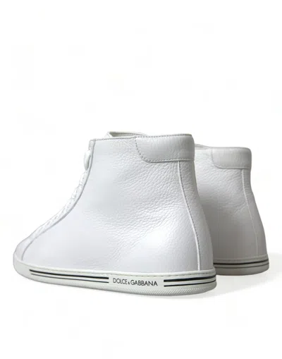 Dolce & Gabbana Elegant White Leather High Top Men's Sneakers In White