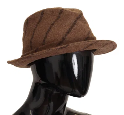 Dolce & Gabbana Brown Fedora Striped Print Summer Hat