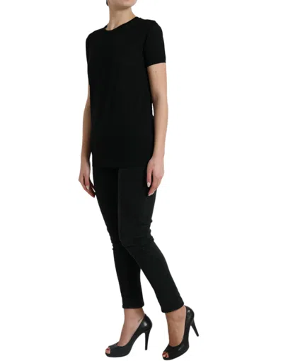 Dolce & Gabbana Black Wool Short Sleeves Crewneck Top T-shirt In Black