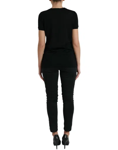 Dolce & Gabbana Black Wool Short Sleeves Crewneck Top T-shirt In Black