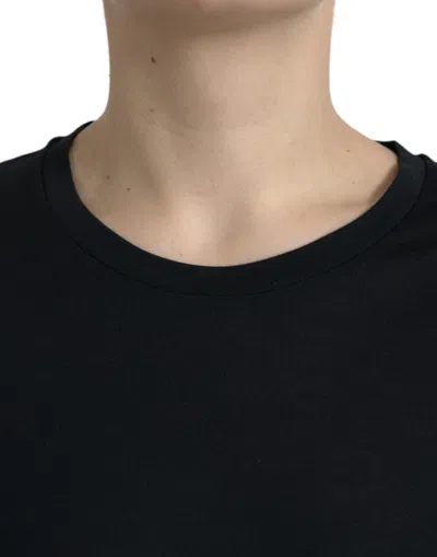 Dolce & Gabbana Black Wool Short Sleeves Crewneck Top T-shirt In Black