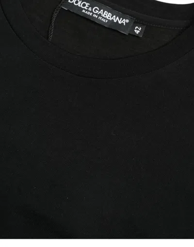 Dolce & Gabbana Black Wool Short Sleeves Crewneck Top T-shirt In Black