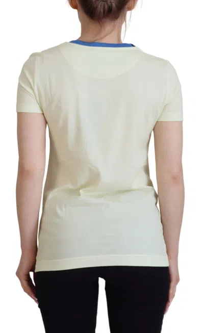 Dolce & Gabbana Yellow Havanity Round Neck Tee Cotton T-shirt In White