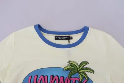 Dolce & Gabbana Yellow Havanity Round Neck Tee Cotton T-shirt In White