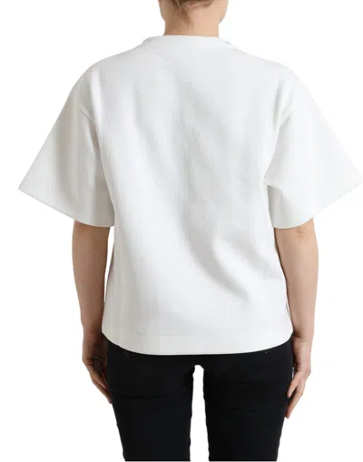 Dolce & Gabbana Embellished Crew Neck Fashion Tee In White