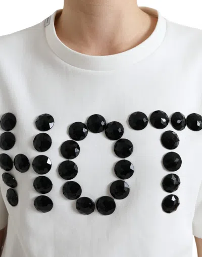Dolce & Gabbana Embellished Crew Neck Fashion Tee In White