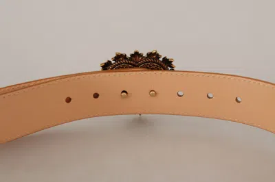 Dolce & Gabbana Beige Croc Pattern Devotion Heart Dg Waist Buckle Belt In Neutral