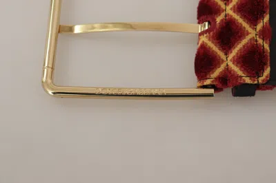 Dolce & Gabbana Multicolor Wide Leather Floral Gold Metal Buckle Belt In Brown