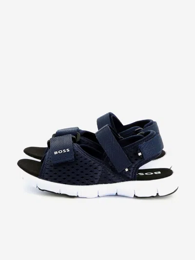 Hugo Boss Boss Boys Velcro Strap Sandals In Black
