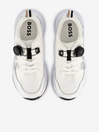 Hugo Boss Boss Boys Logo Trainers In Silver