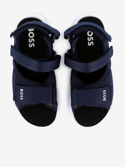 Hugo Boss Boss Boys Velcro Strap Sandals In Black