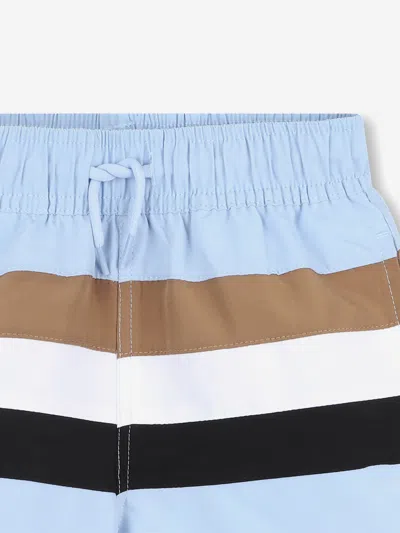 Hugo Boss Boss Boys Striped Swim Shorts In Blue