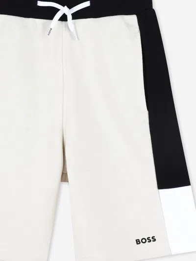 Hugo Boss Boss Boys Colourblock Bermuda Shorts In White