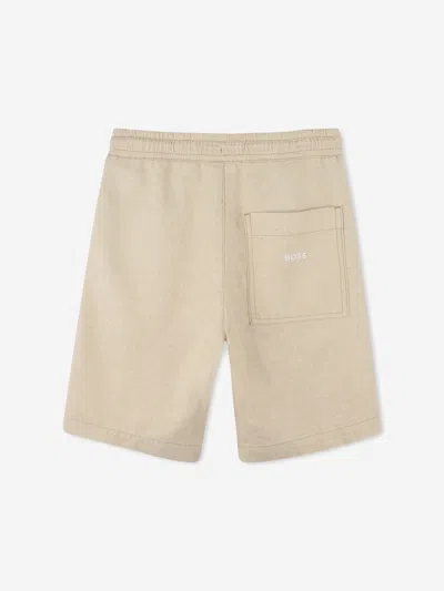 Hugo Boss Boss Boys Linen Bermuda Shorts In Brown