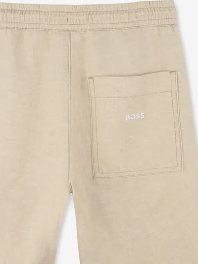 Hugo Boss Boss Boys Linen Bermuda Shorts In Brown