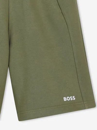 Hugo Boss Boss Boys Logo Print Shorts In Green