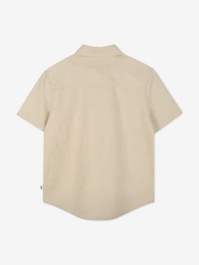 Hugo Boss Boss Boys Linen Shirt In Brown