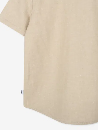 Hugo Boss Boss Boys Linen Shirt In Brown