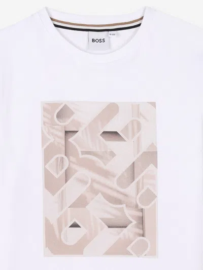 Hugo Boss Boss Boys Monogram Print T-shirt In White