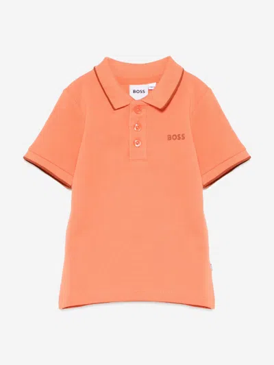 Hugo Boss Boss Baby Boys Logo Polo Shirt In Orange