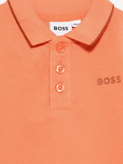 Hugo Boss Boss Baby Boys Logo Polo Shirt In Orange