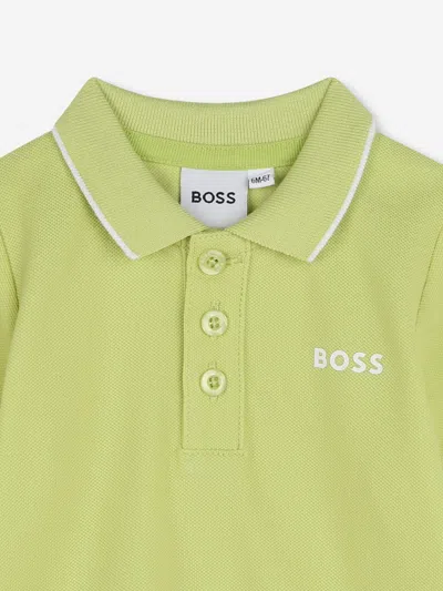 Hugo Boss Boss Baby Boys Logo Polo Shirt In Green