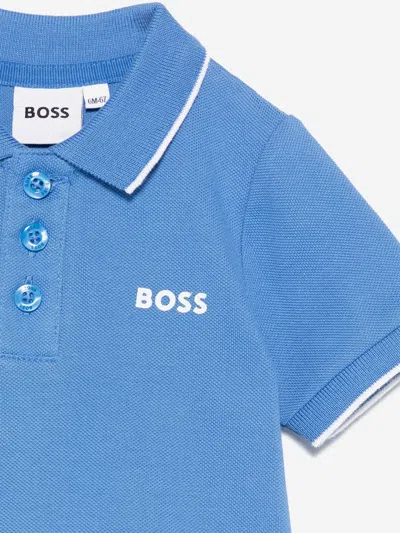 Hugo Boss Boss Baby Boys Logo Polo Shirt In Blue