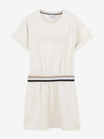Hugo Boss Boss Girls Embroidered Logo Jersey Dress In White