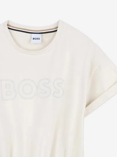 Hugo Boss Boss Girls Embroidered Logo Jersey Dress In White