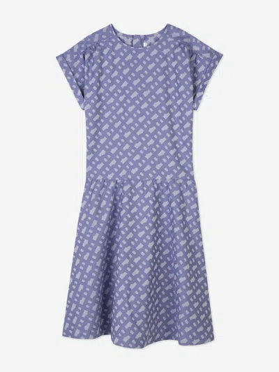 Hugo Boss Boss Girls Jacquard Monogram Dress In Blue