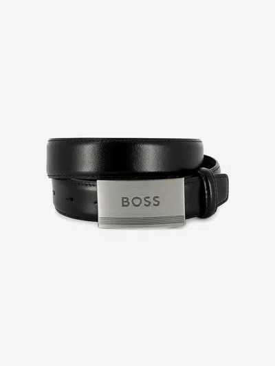 Hugo Boss Boss Boys Leather Branded Belt In Black