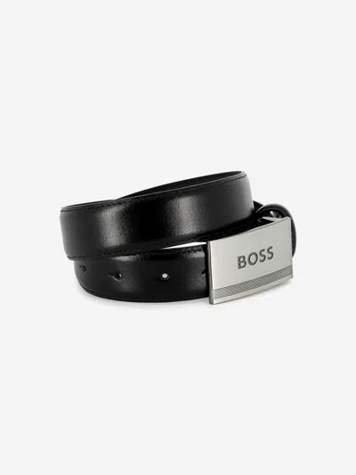 Hugo Boss Boss Boys Leather Branded Belt In Black