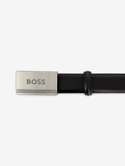 Hugo Boss Boss Boys Leather Branded Belt In Black