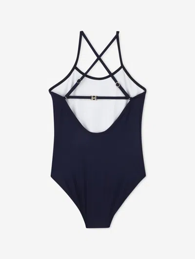 Chloé Logo-print Swimsuit In Blue