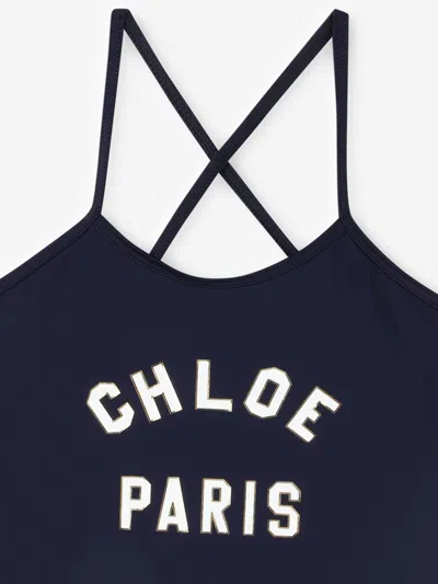 Chloé Logo-print Swimsuit In Blue