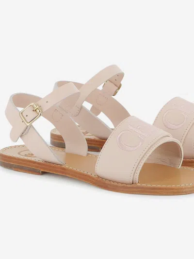 Chloé Girls Leather Logo Sandals