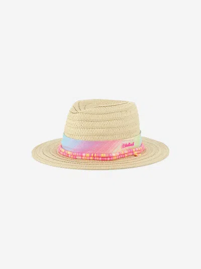 Billieblush Girls Straw And Tulle Hat In Neutral
