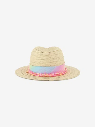 Billieblush Girls Straw And Tulle Hat In Neutral