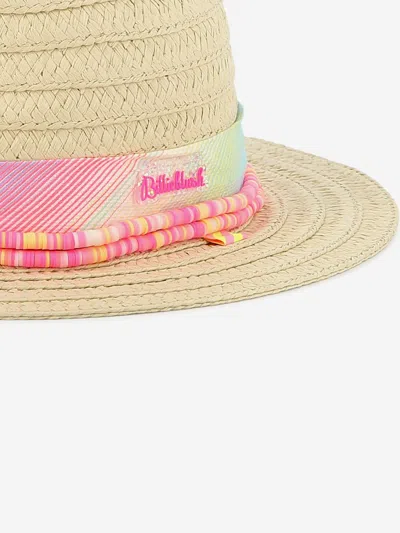 Billieblush Girls Straw And Tulle Hat In Neutral